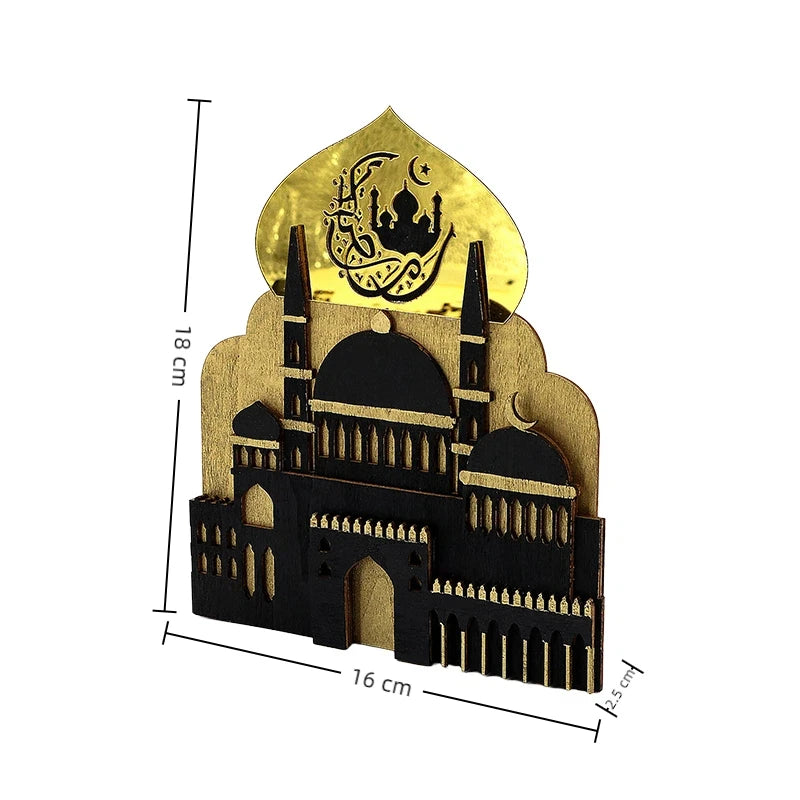Ramadan Wooden Moon Middle Eastern Festival Decor Eid Mubarak Party Wooden Craft Ornament Festive Tabletop Decoration Home Decor