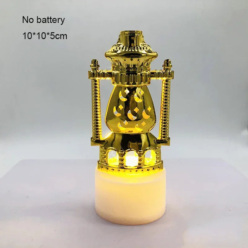 Ramadan Decoration Eid Mubarak Iron Candle LED Light Ornament Islam Muslim House Party Decoration Gift Not Include Battery