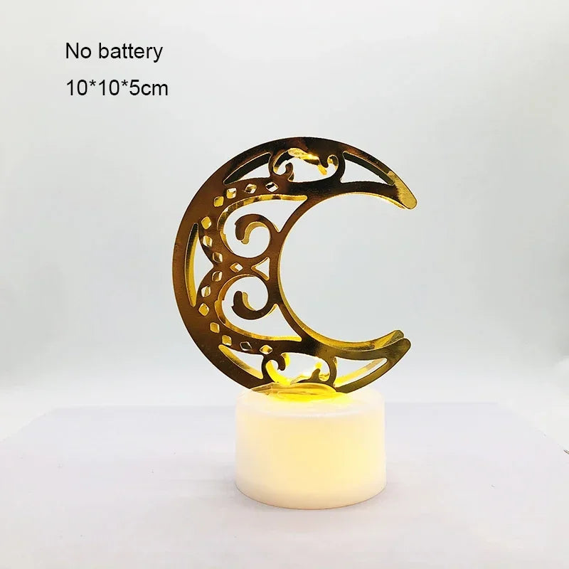 Ramadan Decoration Eid Mubarak Iron Candle LED Light Ornament Islam Muslim House Party Decoration Gift Not Include Battery
