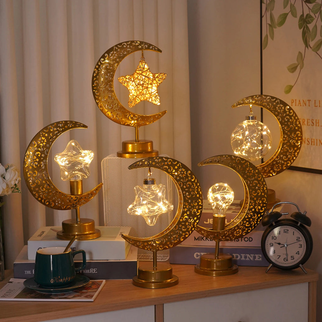 Ramadan Desk Lamp Led Moon Lamp Decoration for Home Metal Ramadan Kareem Light Decoration Eid Mubarak Muslim Eid Al Adha Gifts