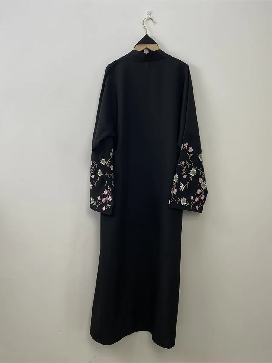 Ramadan Embroidery Black Abaya Dubai Luxury Kimono Islam Caftan Marocain Femme Robe Turkey Kaftan Muslim For Women Cardigan