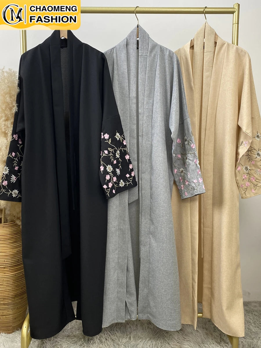 Ramadan Embroidery Black Abaya Dubai Luxury Kimono Islam Caftan Marocain Femme Robe Turkey Kaftan Muslim For Women Cardigan