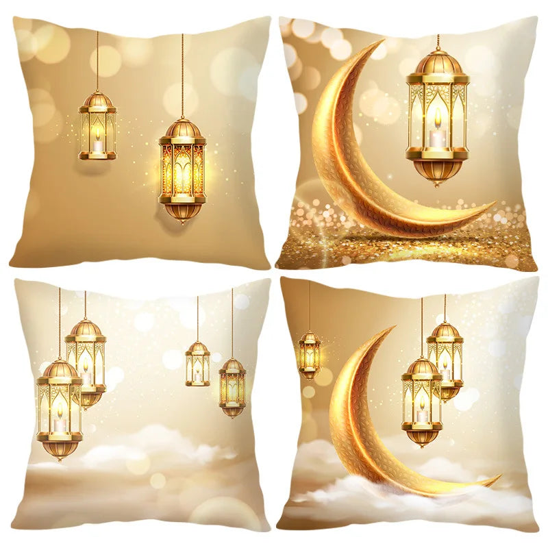 4Pcs Ramadan Kareem Pillowcase Ramadan Decoration 2026 For Home Sofa Cushion Islamic Muslim Party Supplies Eid Gift Pillow Cover