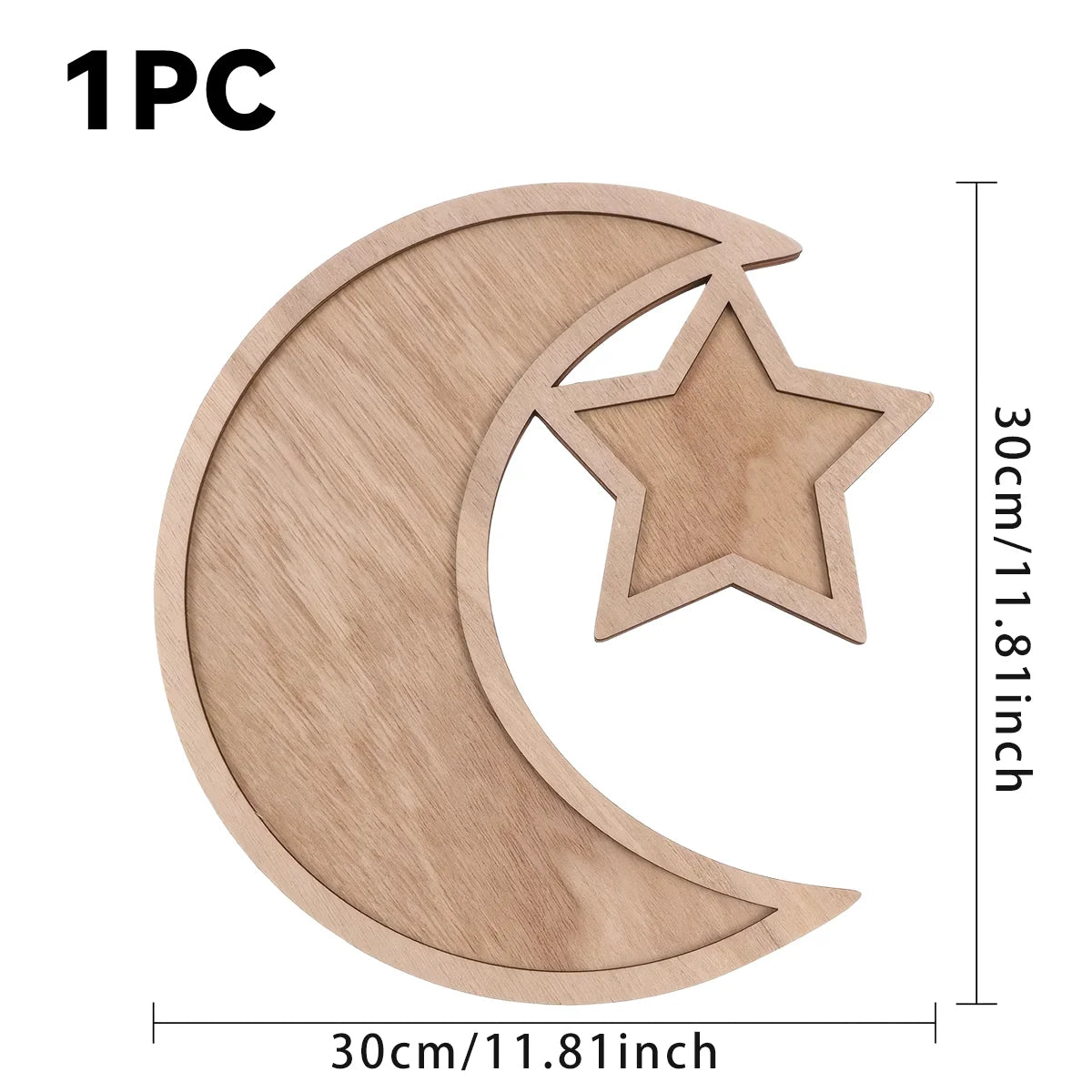Ramadan Wooden Moon Star Tray Dessert Snack Plate Islamic Muslim Holiday Decoration For Home Decor Birthday Party Festival Celeb