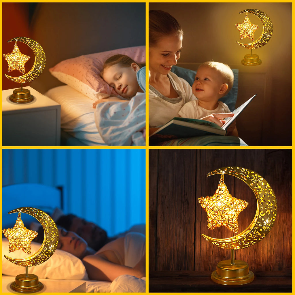 Ramadan Desk Lamp Led Moon Lamp Decoration for Home Metal Ramadan Kareem Light Decoration Eid Mubarak Muslim Eid Al Adha Gifts