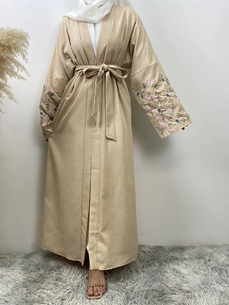 Ramadan Embroidery Black Abaya Dubai Luxury Kimono Islam Caftan Marocain Femme Robe Turkey Kaftan Muslim For Women Cardigan