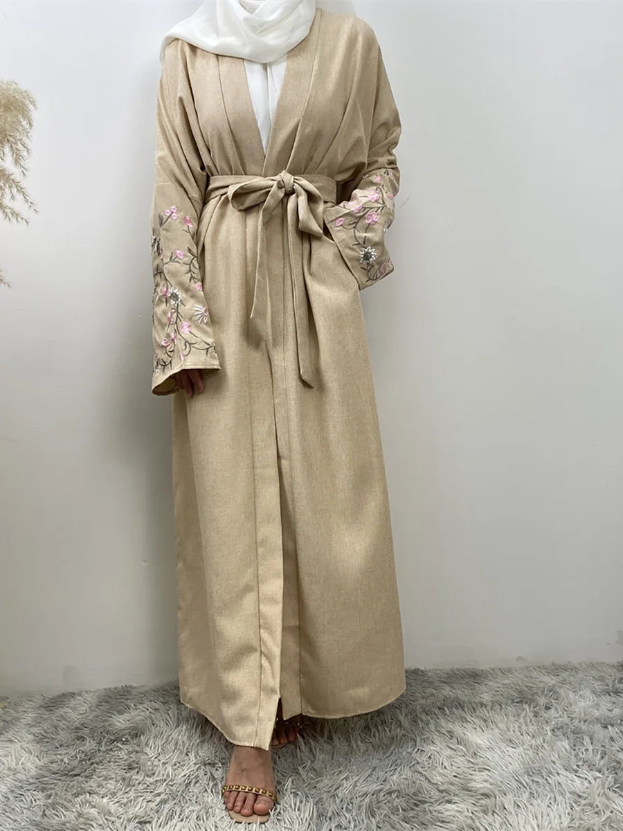 Ramadan Embroidery Black Abaya Dubai Luxury Kimono Islam Caftan Marocain Femme Robe Turkey Kaftan Muslim For Women Cardigan