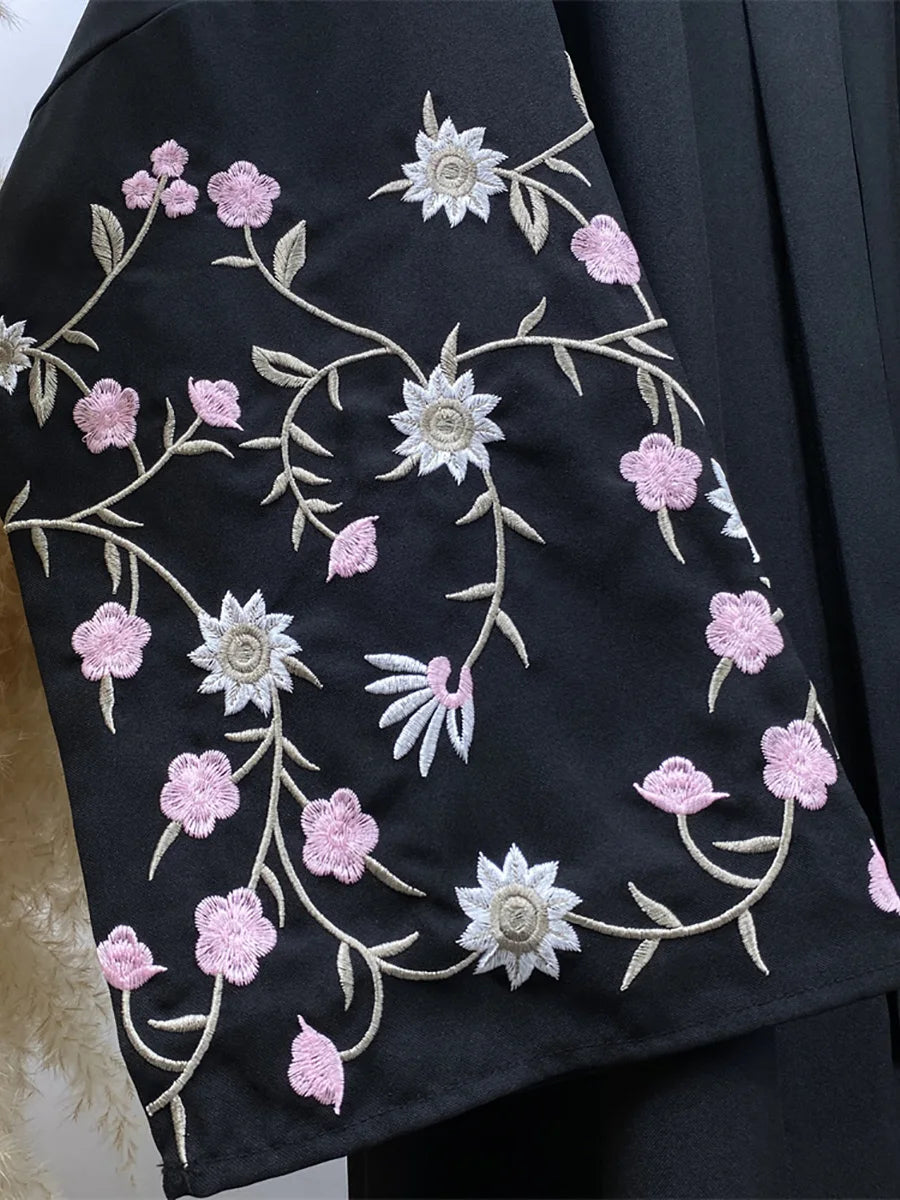 Ramadan Embroidery Black Abaya Dubai Luxury Kimono Islam Caftan Marocain Femme Robe Turkey Kaftan Muslim For Women Cardigan