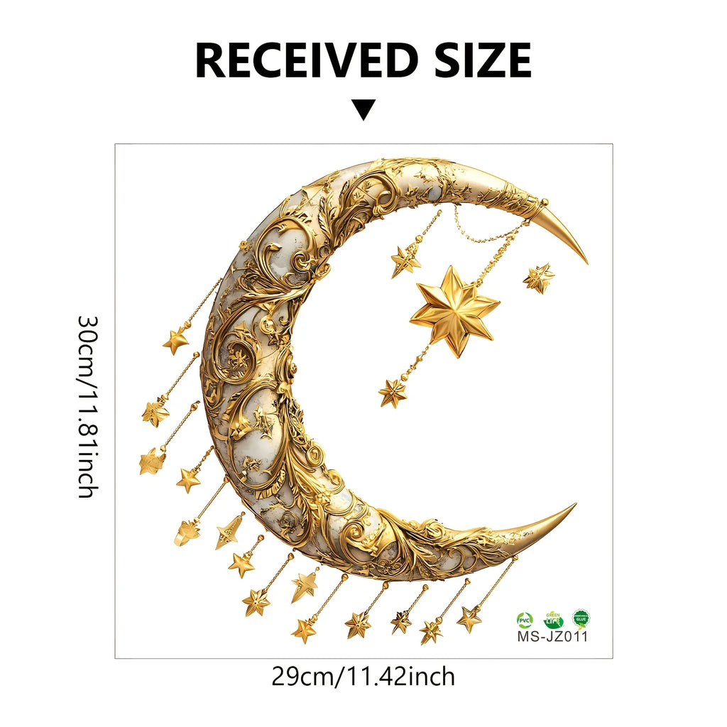 Elegant Ramadan Wall Decor - 1-Piece Relief Moon and Star Hanging Ornament Perfect for Bedrooms and Dining Rooms