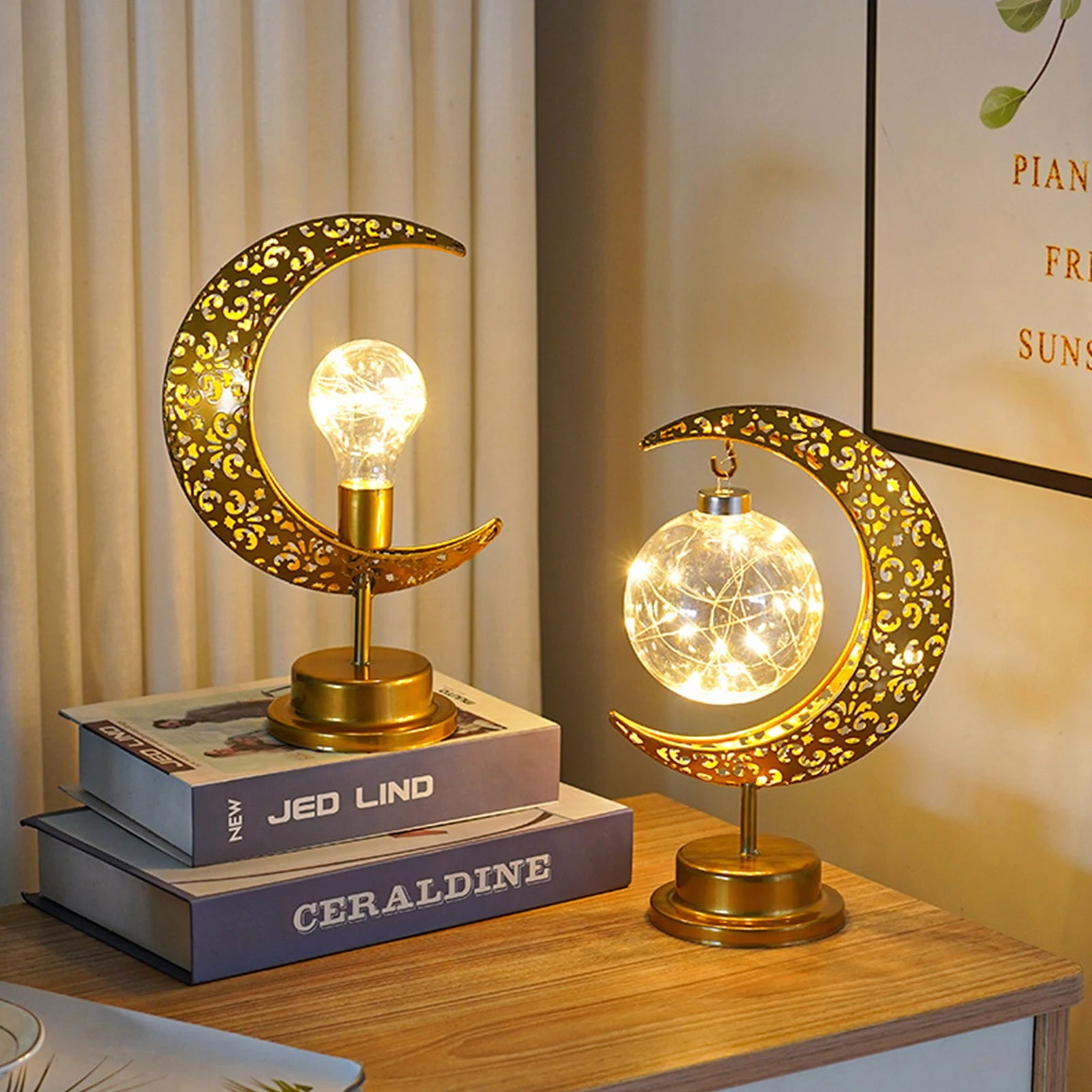 Ramadan Desk Lamp Led Moon Lamp Decoration for Home Metal Ramadan Kareem Light Decoration Eid Mubarak Muslim Eid Al Adha Gifts