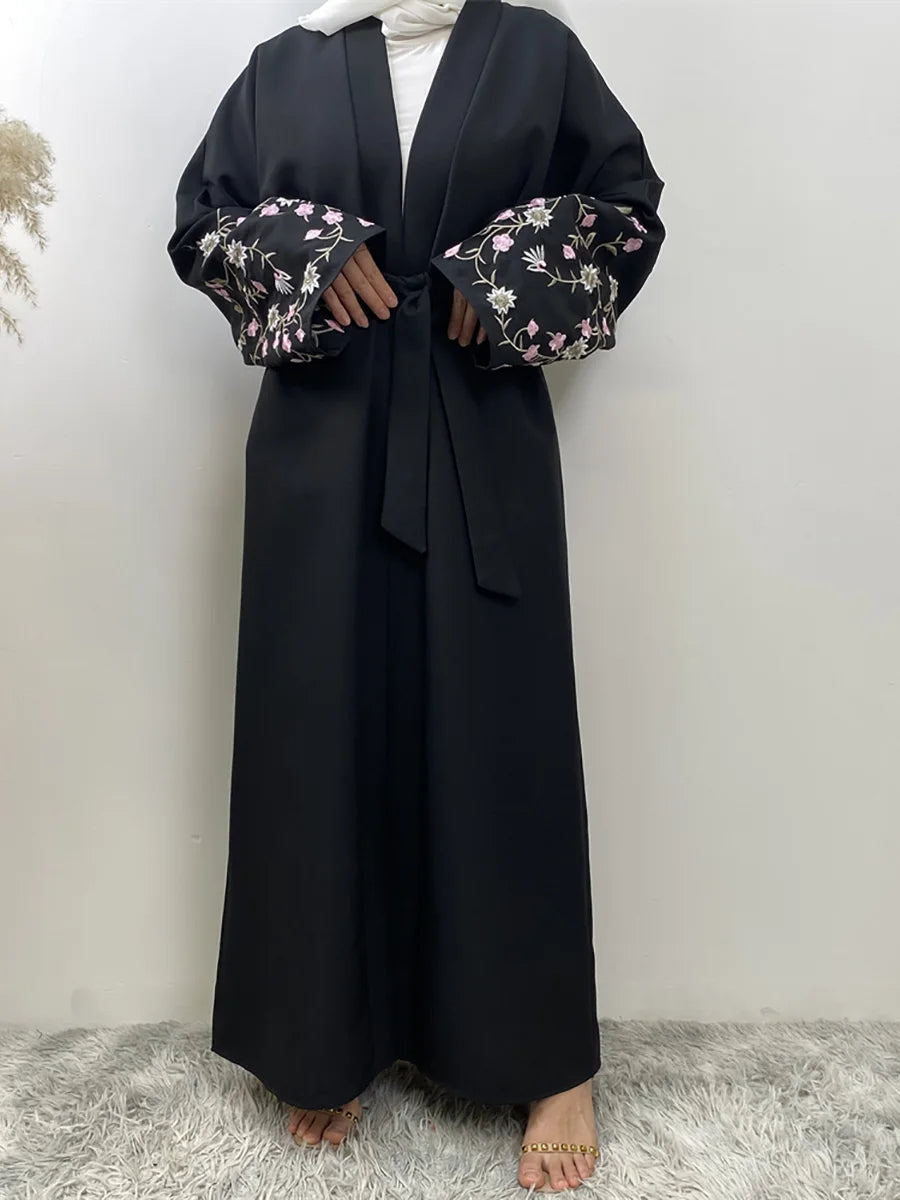 Ramadan Embroidery Black Abaya Dubai Luxury Kimono Islam Caftan Marocain Femme Robe Turkey Kaftan Muslim For Women Cardigan