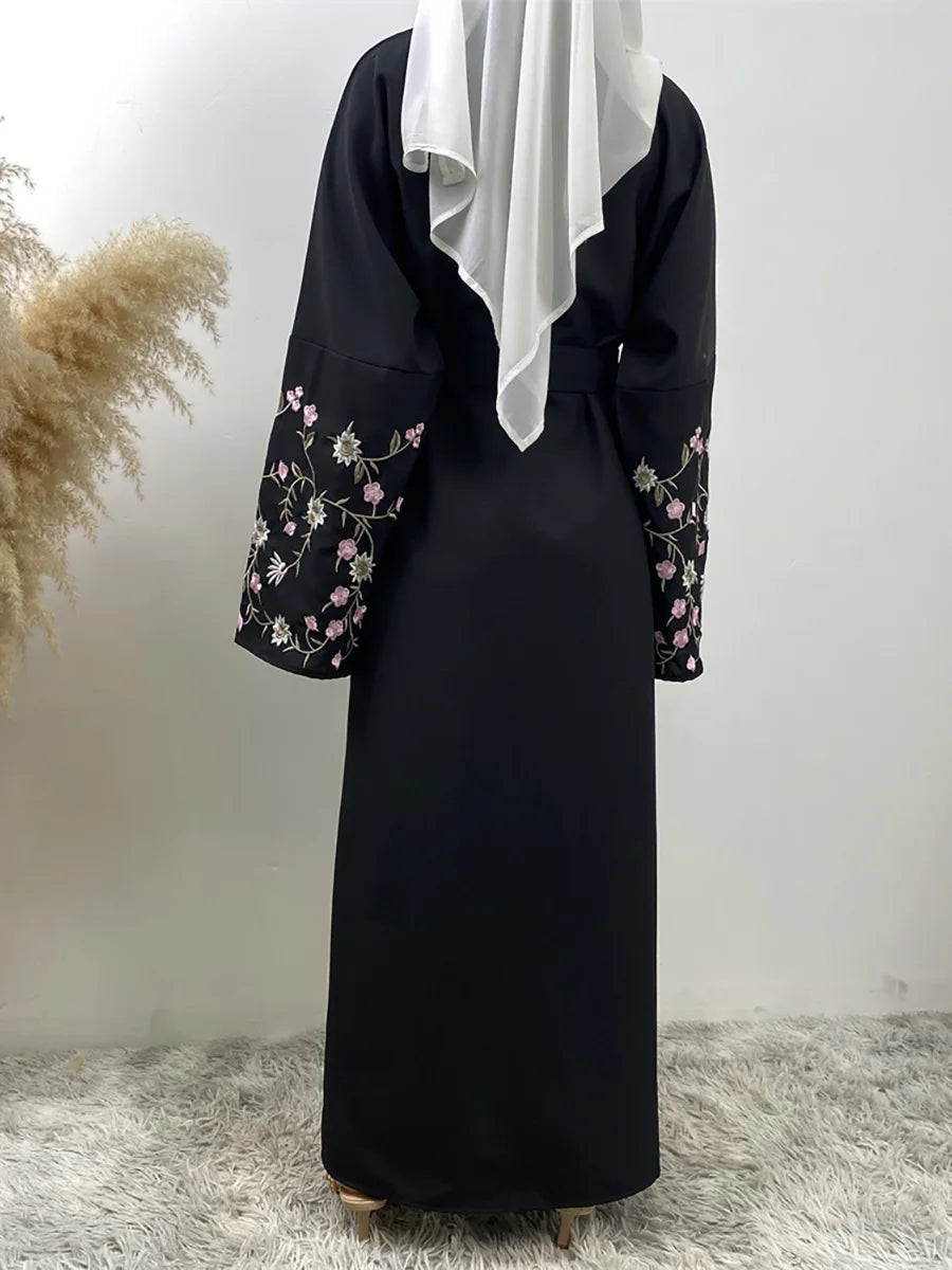Ramadan Embroidery Black Abaya Dubai Luxury Kimono Islam Caftan Marocain Femme Robe Turkey Kaftan Muslim For Women Cardigan