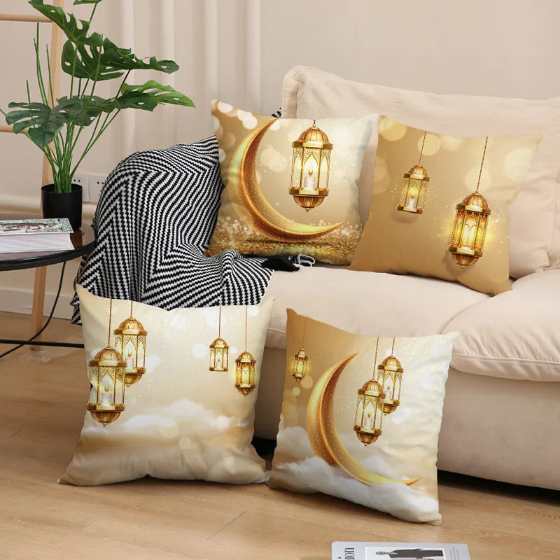 4Pcs Ramadan Kareem Pillowcase Ramadan Decoration 2026 For Home Sofa Cushion Islamic Muslim Party Supplies Eid Gift Pillow Cover