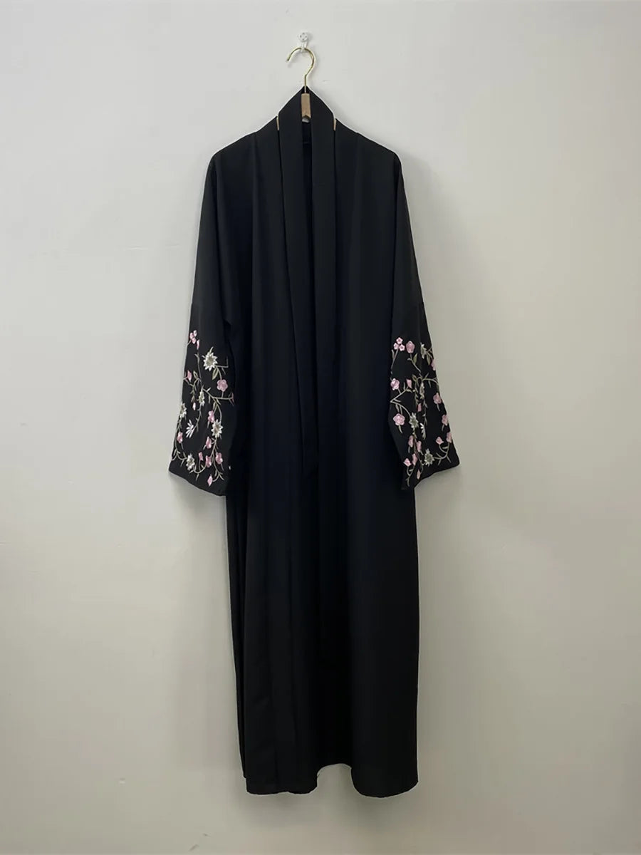 Ramadan Embroidery Black Abaya Dubai Luxury Kimono Islam Caftan Marocain Femme Robe Turkey Kaftan Muslim For Women Cardigan