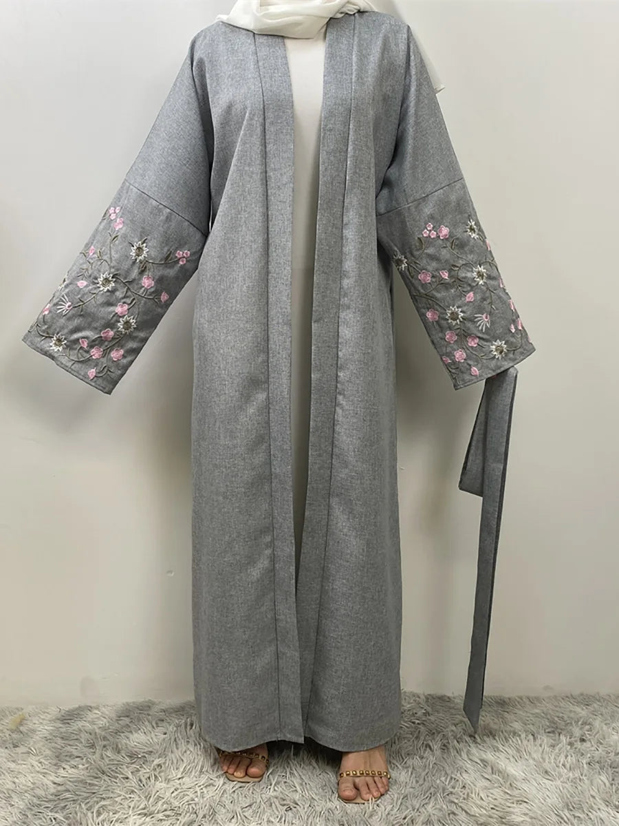 Ramadan Embroidery Black Abaya Dubai Luxury Kimono Islam Caftan Marocain Femme Robe Turkey Kaftan Muslim For Women Cardigan