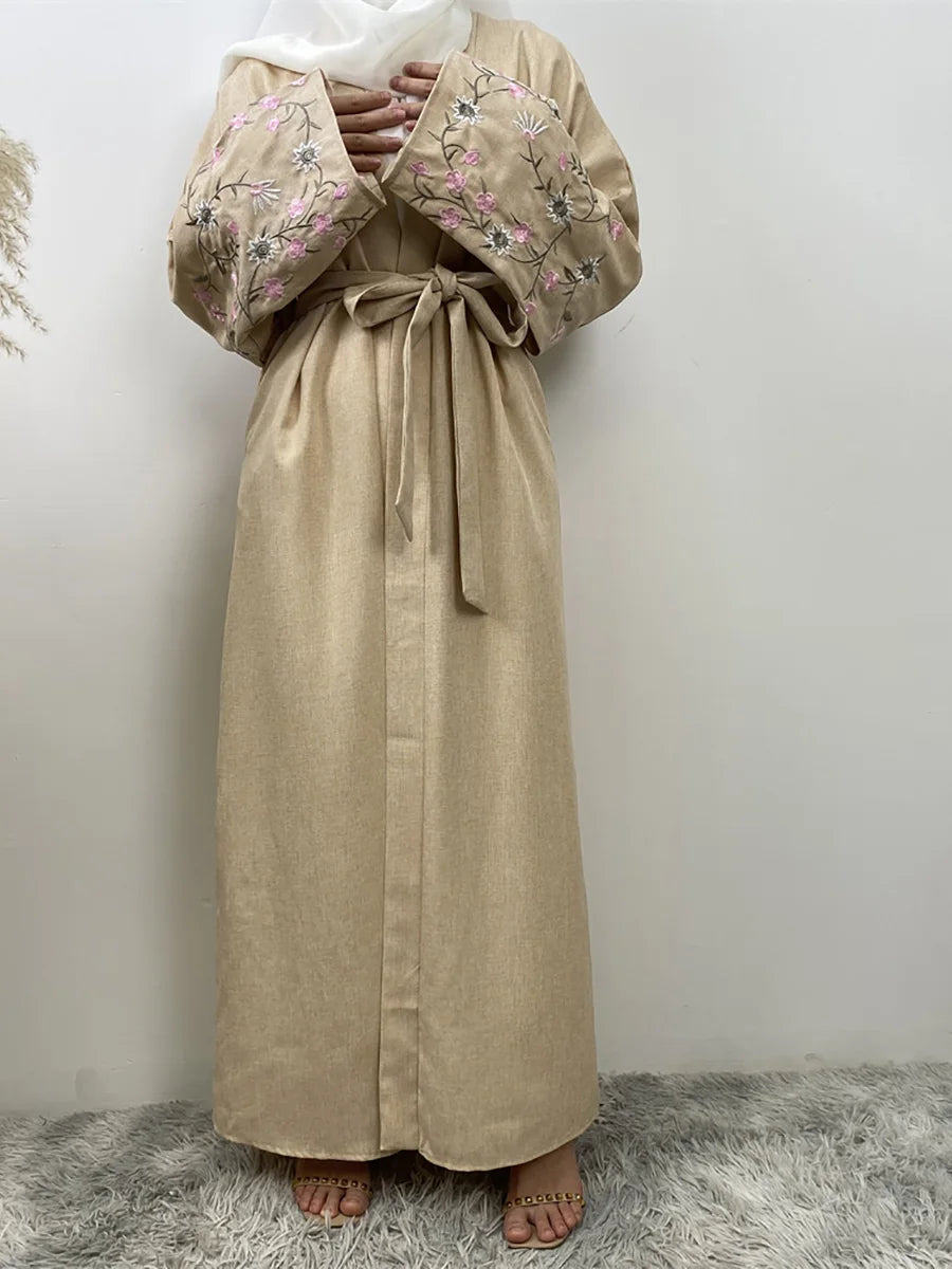 Ramadan Embroidery Black Abaya Dubai Luxury Kimono Islam Caftan Marocain Femme Robe Turkey Kaftan Muslim For Women Cardigan