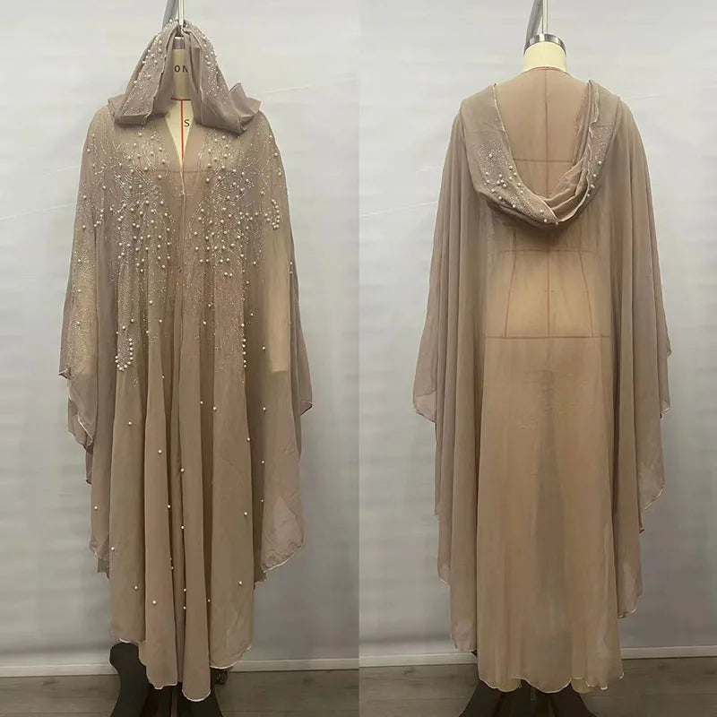 Eid Muslim Dress for Women Bat Sleeve Abaya Luxury Diamond Flower Party Dresses 2025 New Kaftan Cardigan Chiffon Long Robe Lady